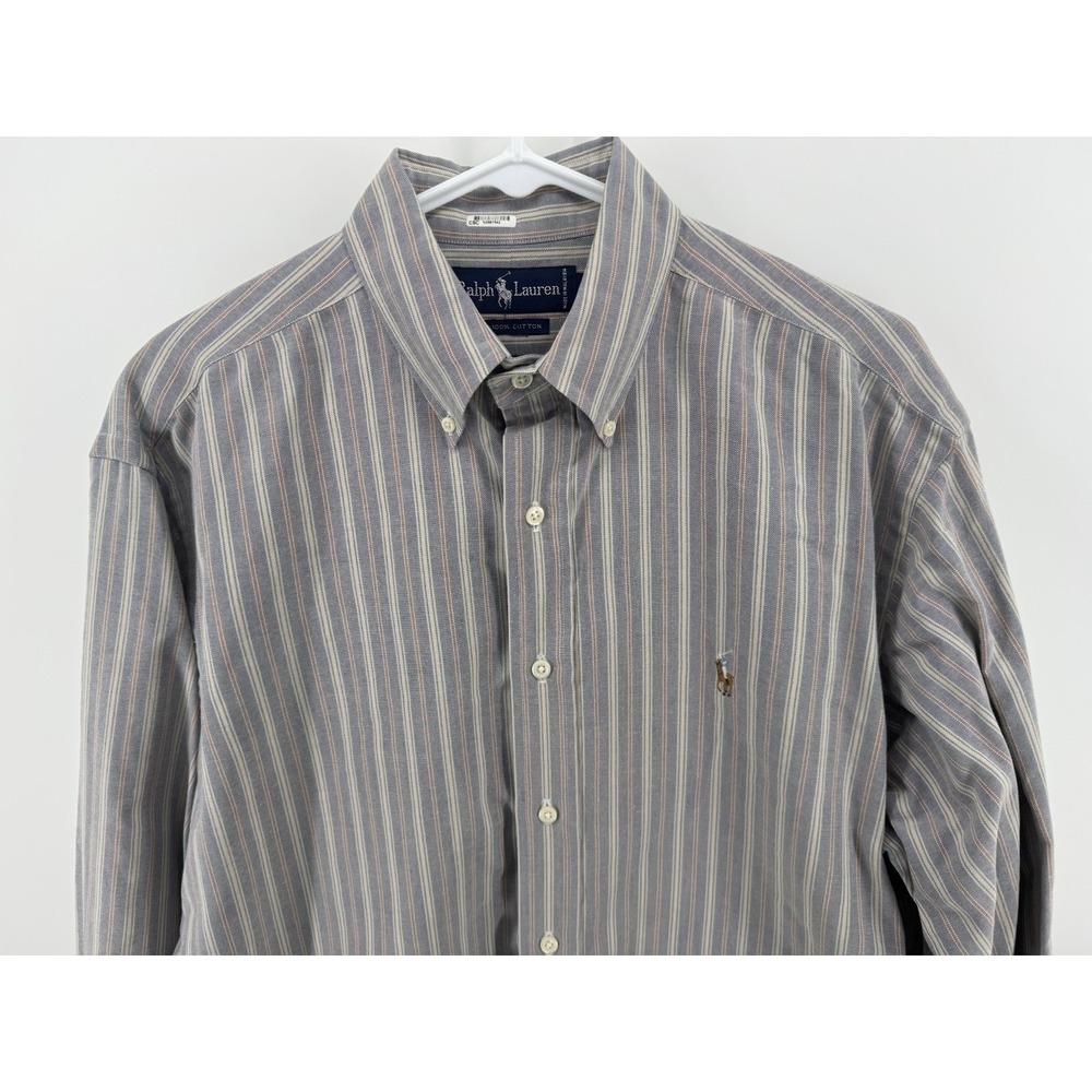 Ralph Lauren Dress Shirt Mens 15.5-33  Striped Retro Flesh Pony